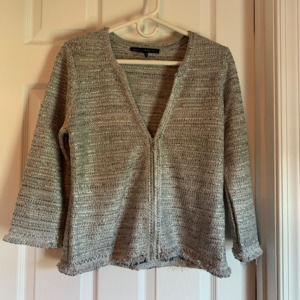 3/4 sleeve zip evening sweater